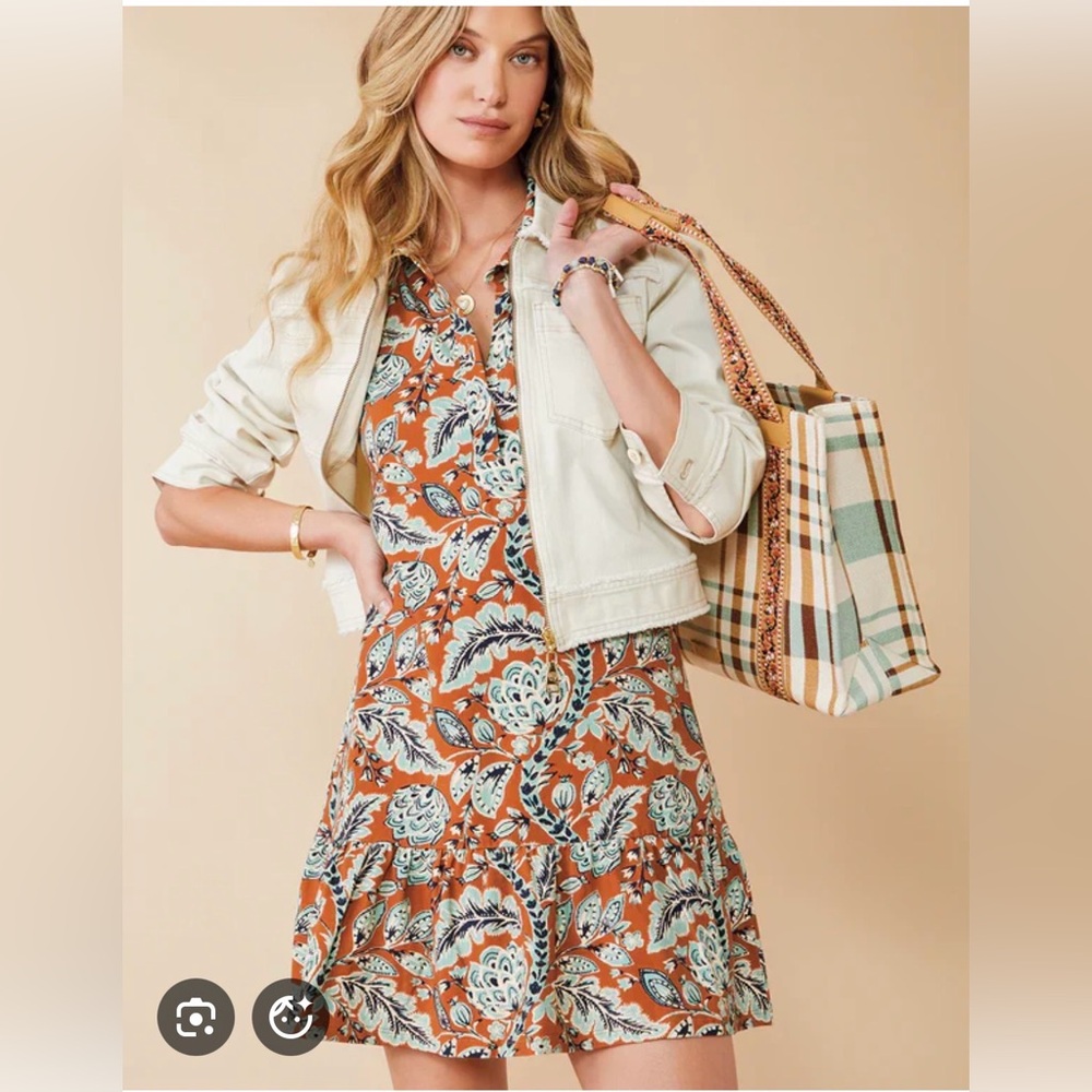 Spartina 449 Orange and Blue Joelle Polo Floral Dress